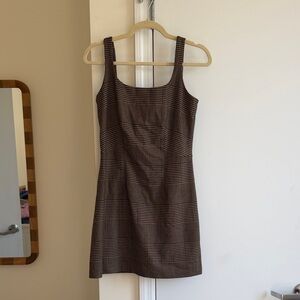Banana Republic Brown Plaid Square-Neck Mini Dress